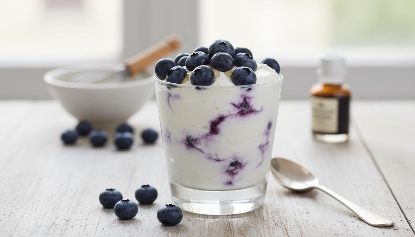 Krem twarogowy z borówkami i minimalną liczbą składników na szybką słodycz