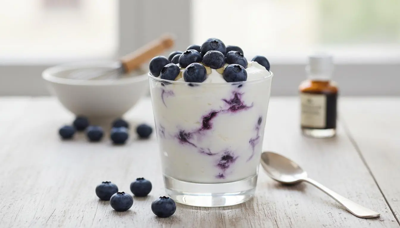 Krem twarogowy z borówkami i minimalną liczbą składników na szybką słodycz