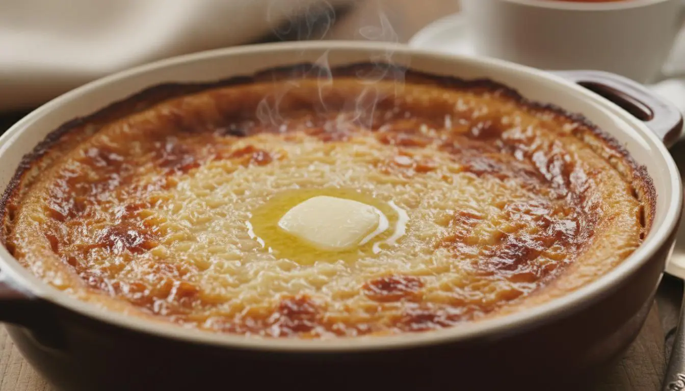 Ryżowy zapiekany deser z masłem – delikatny i kojący