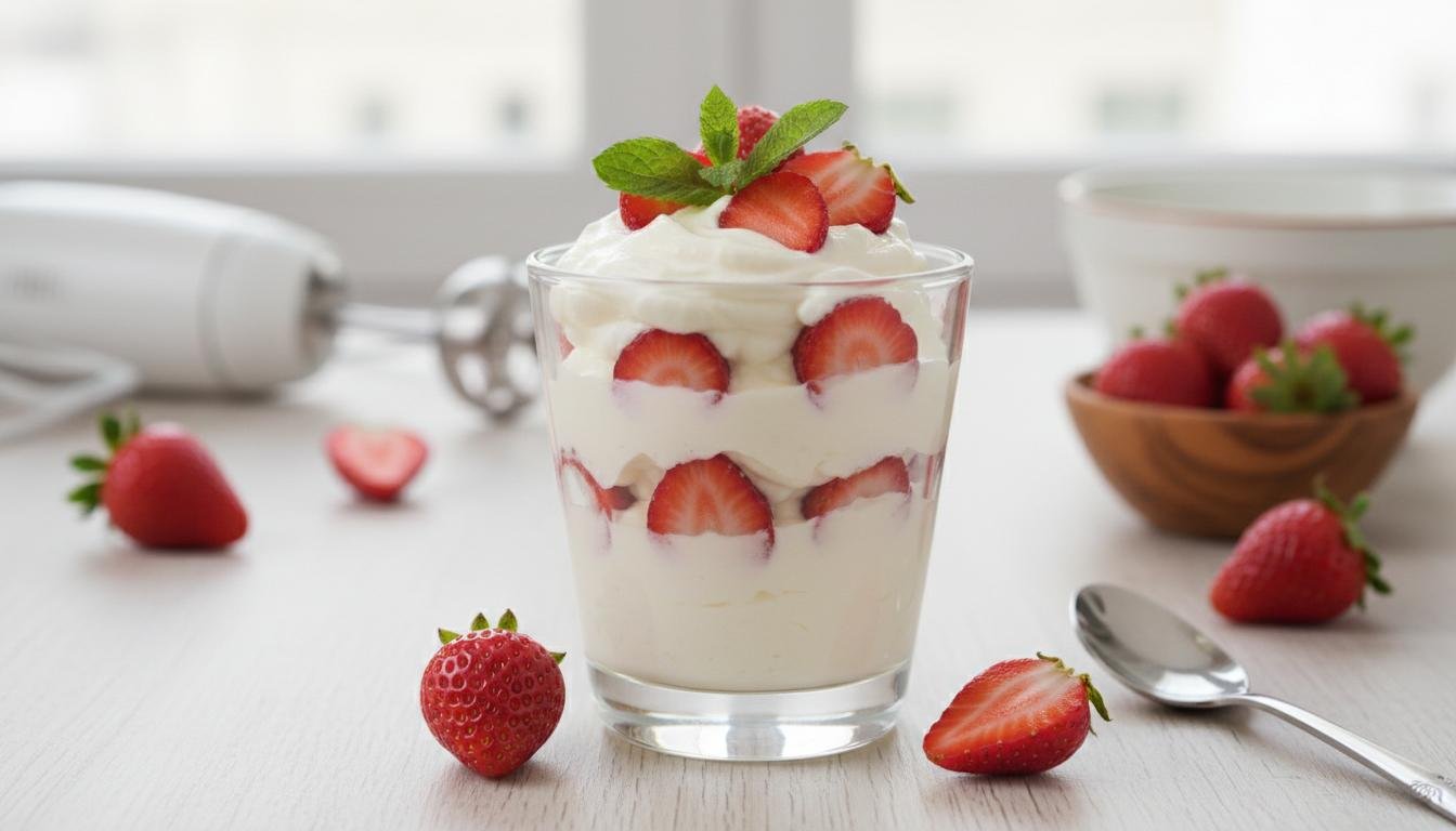 Kremowy pucharek twarogowy z truskawkami w pięć minut