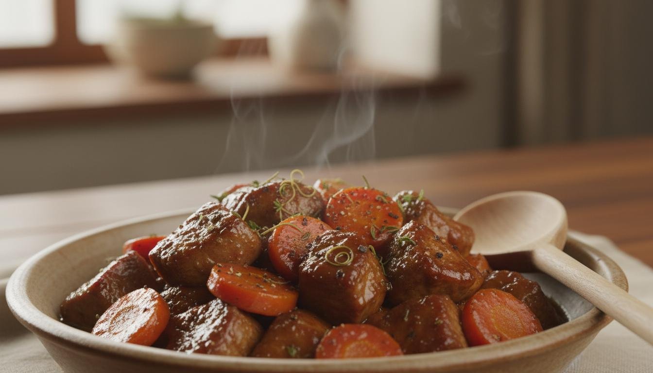 Kostki wieprzowe z marchewką i prostym ruchem dla intensywnego smaku