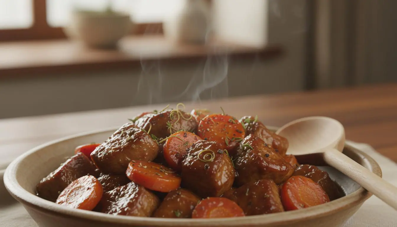 Kostki wieprzowe z marchewką i prostym ruchem dla intensywnego smaku