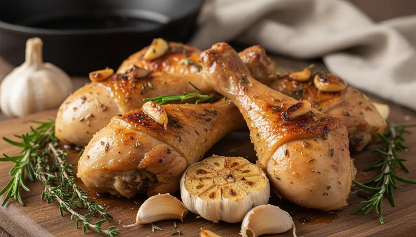 Udka z kurczaka z czosnkiem i sprawdzoną drogą do miękkiej skórki
